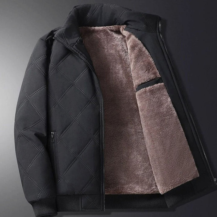 Men's Winter Jacket with Quilted Bomber Shell and Plush Fleece Lining