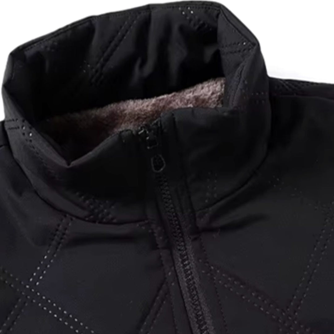 Men's Winter Jacket with Quilted Bomber Shell and Plush Fleece Lining