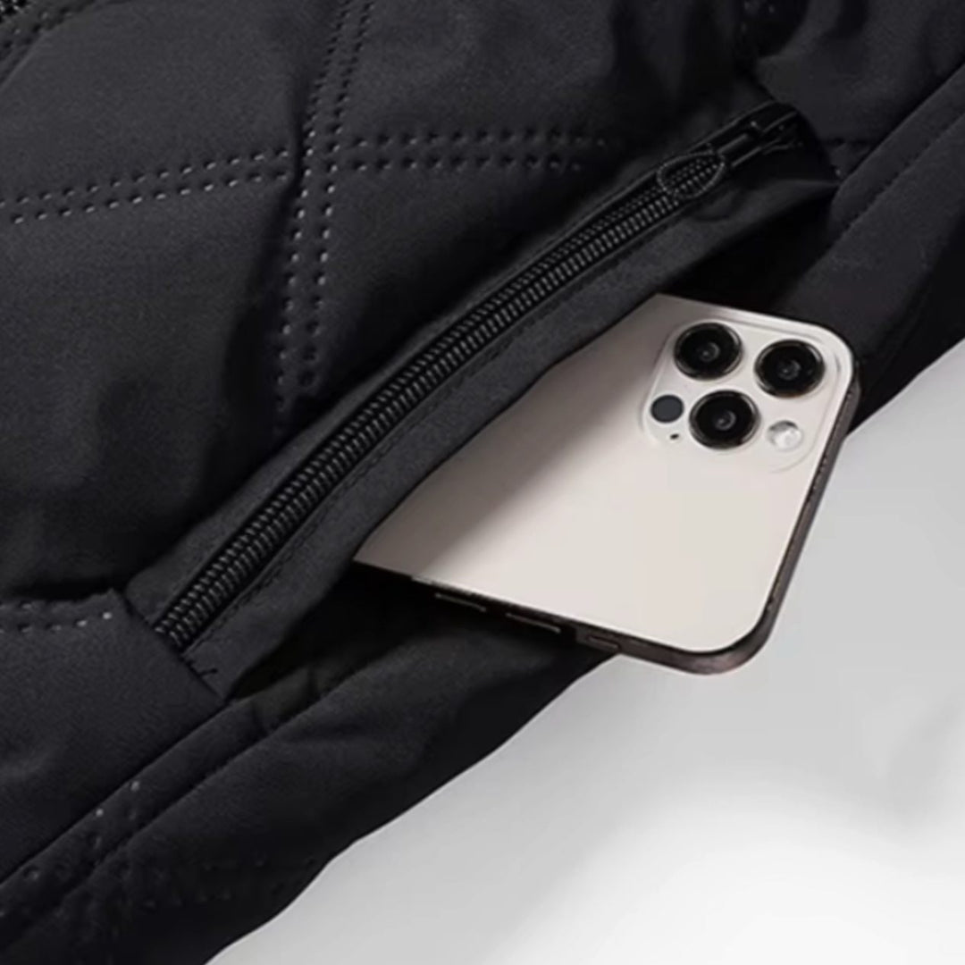 Men's Winter Jacket with Quilted Bomber Shell and Plush Fleece Lining
