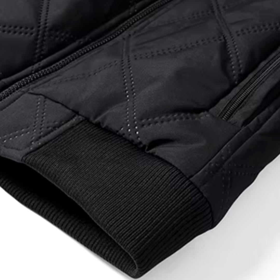 Men's Winter Jacket with Quilted Bomber Shell and Plush Fleece Lining