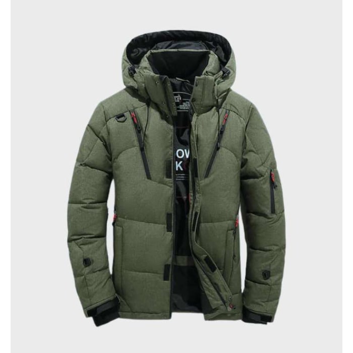 Men's Winter Jackets Hooded Puffer with Padded Insulation and Zip Pockets