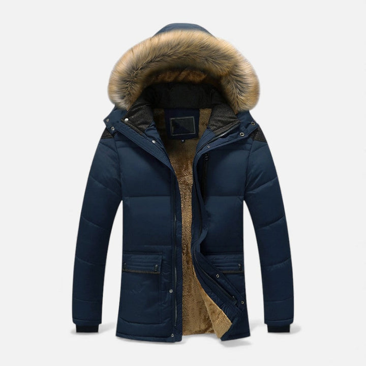 Men's Winter Jackets with Fleece Lining Faux Fur Hood and Puffer Quilting