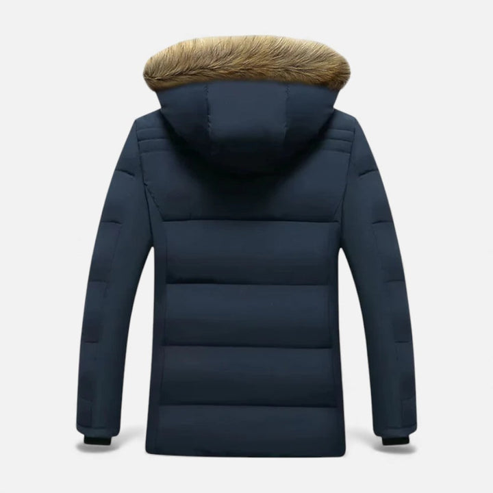 Men's Winter Jackets with Fleece Lining Faux Fur Hood and Puffer Quilting