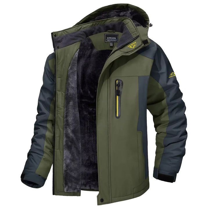 Men's Winter Jackets with Waterproof Shell and Fleece Lining Detachable Hood