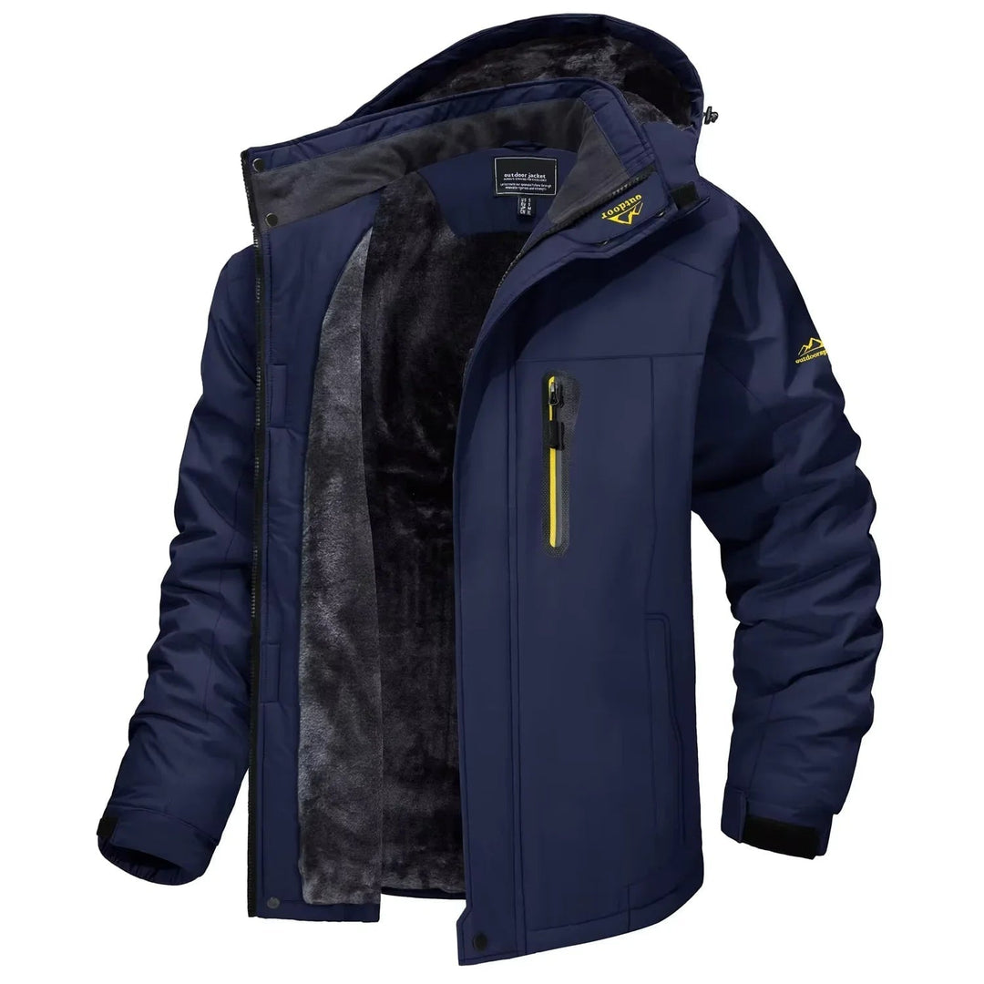 Men's Winter Jackets with Waterproof Shell and Fleece Lining Detachable Hood