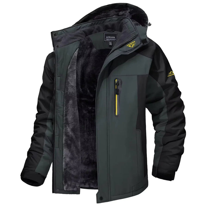 Men's Winter Jackets with Waterproof Shell and Fleece Lining Detachable Hood