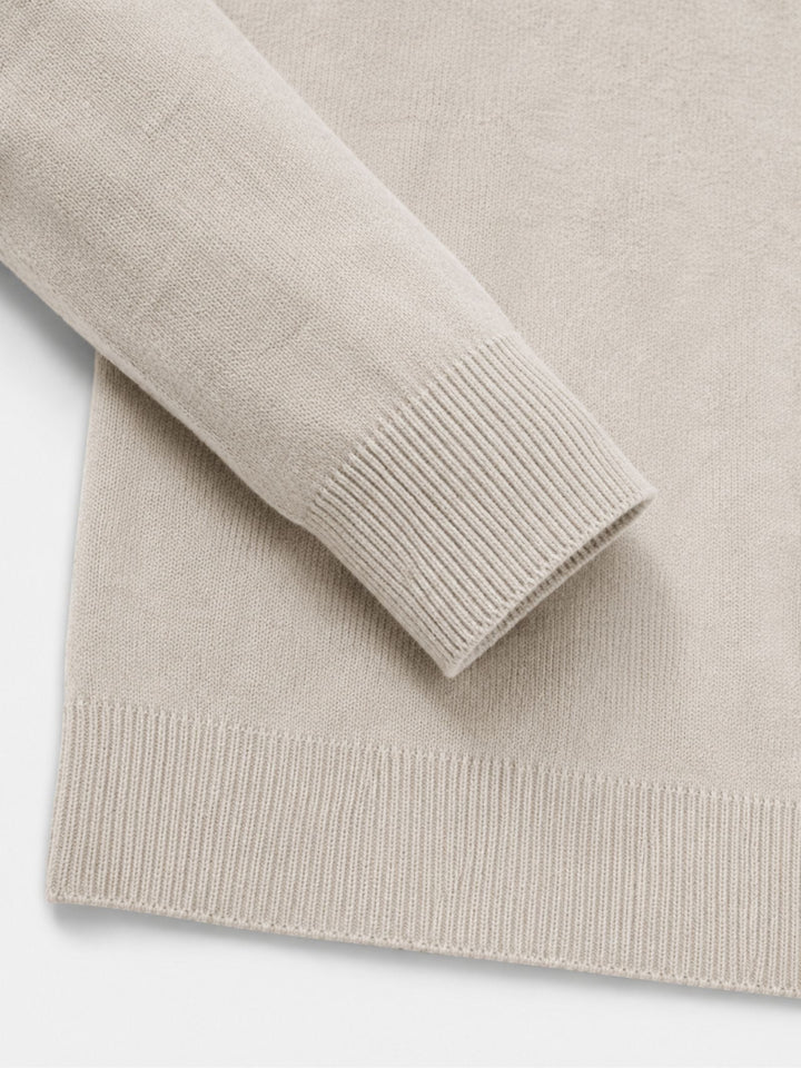 Men's Merino Wool Sweater with V-Neck and Zip Detail