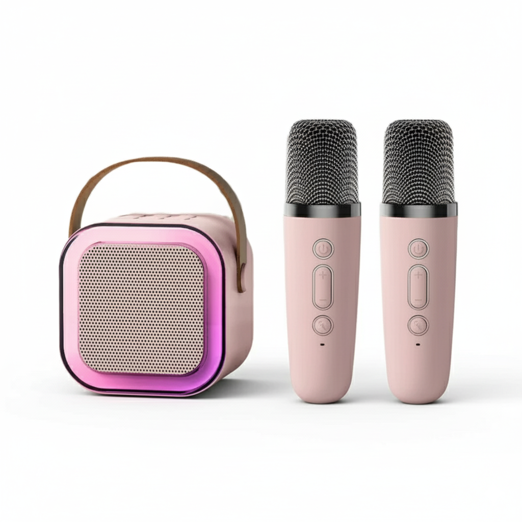 Mini Karaoke Machine with Wireless Microphones and Portable Bluetooth Speaker
