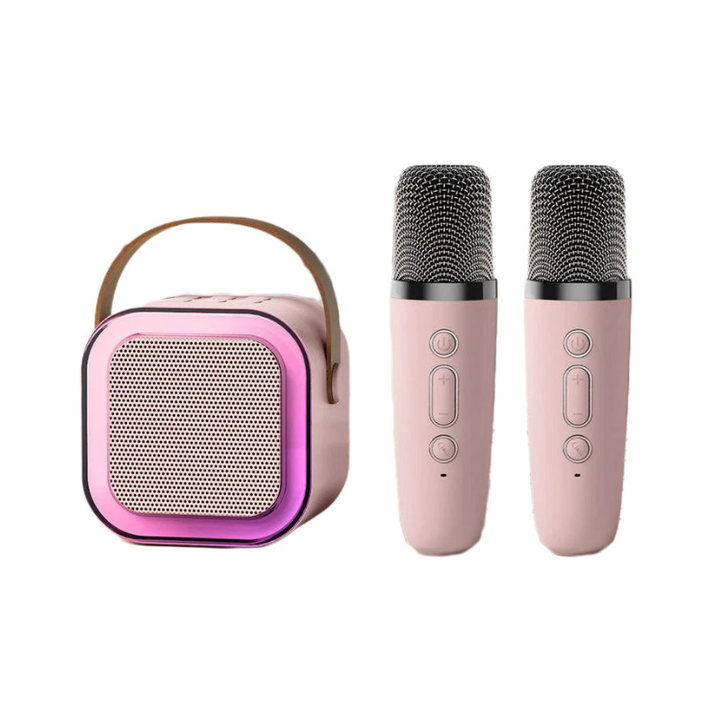 Mini Karaoke Machine with Wireless Microphones and Portable Bluetooth Speaker