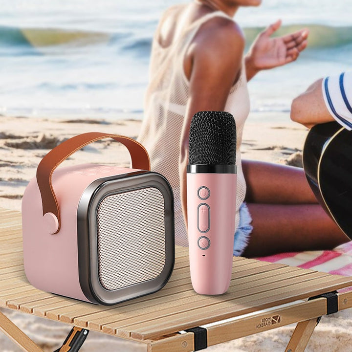 Mini Karaoke Machine with Wireless Microphones and Portable Bluetooth Speaker