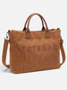 Women's Corduroy Lettering Tote Bag
