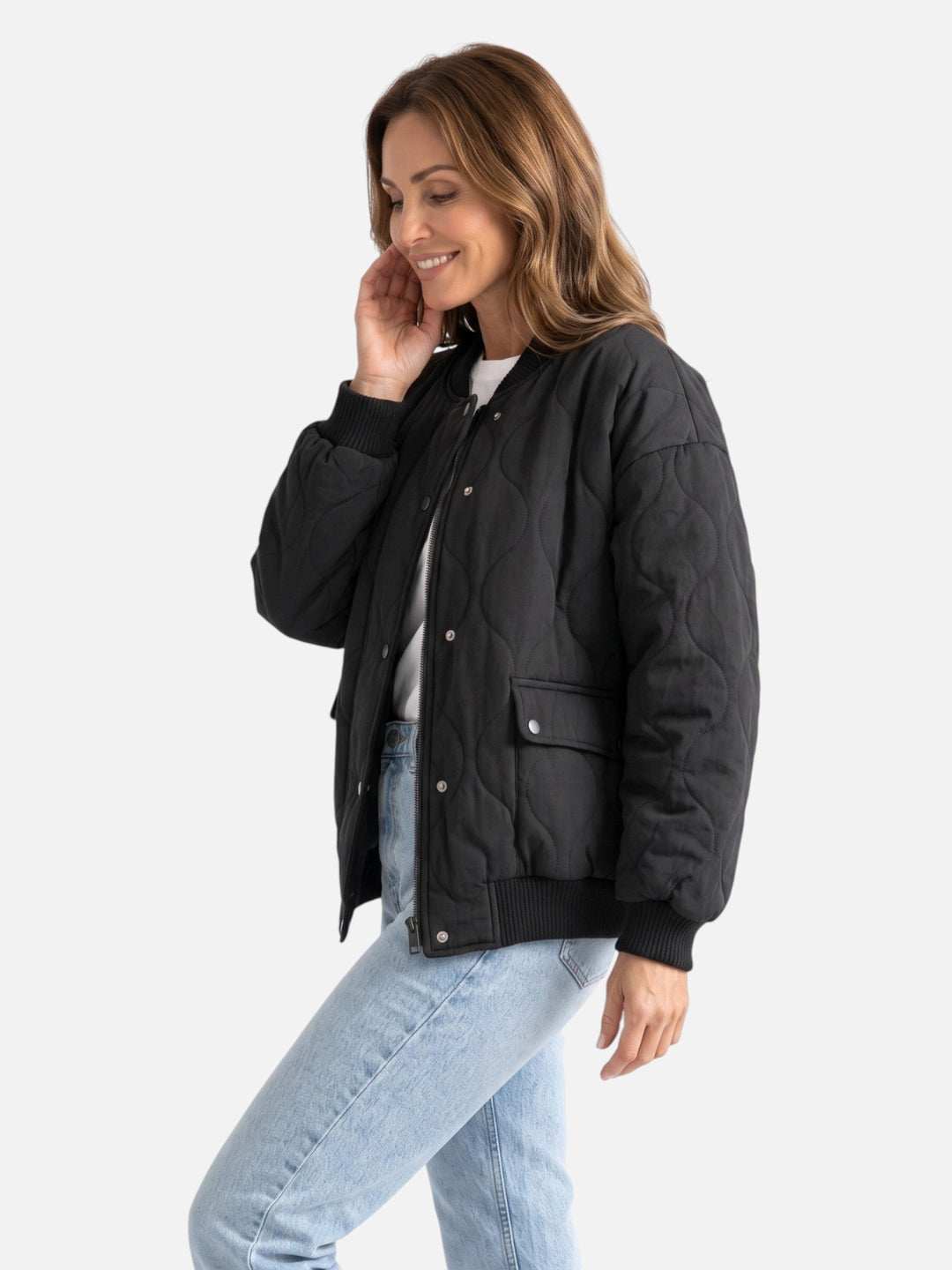 Women's Quilted Zip-Up Bomber Jacket