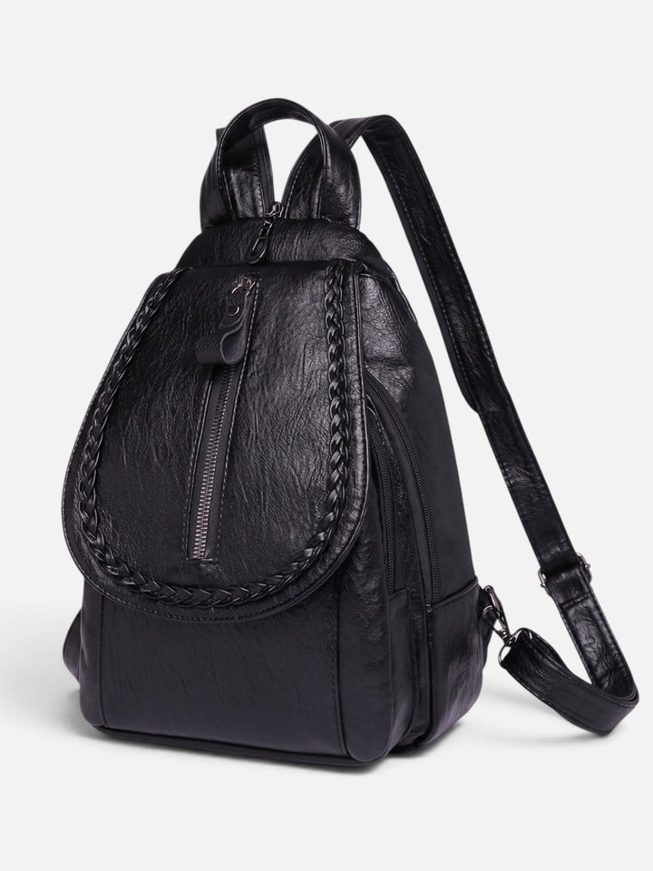 Women's Mini Woven Leather Backpack Crossbody