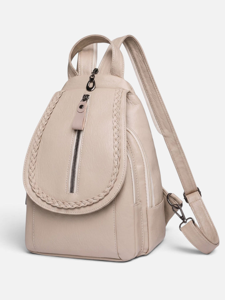 Women's Mini Woven Leather Backpack Crossbody