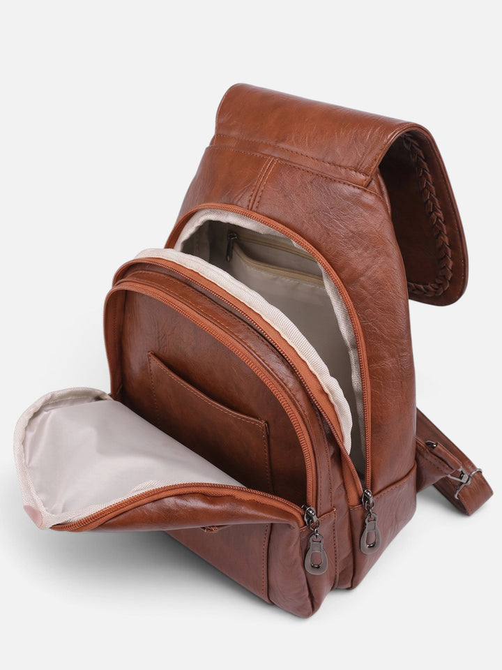 Women's Mini Woven Leather Backpack Crossbody