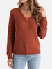 Women's V-Neck Crochet-Style Knit Sweater
