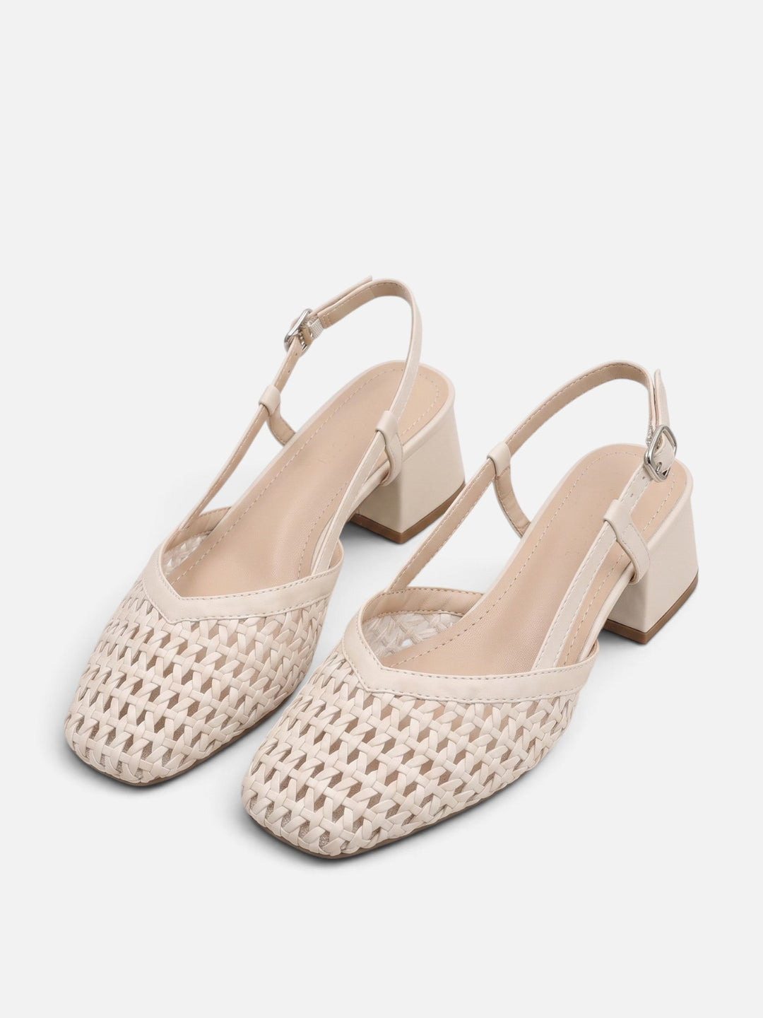 Women's Woven Slingback Pumps with Block Heel
