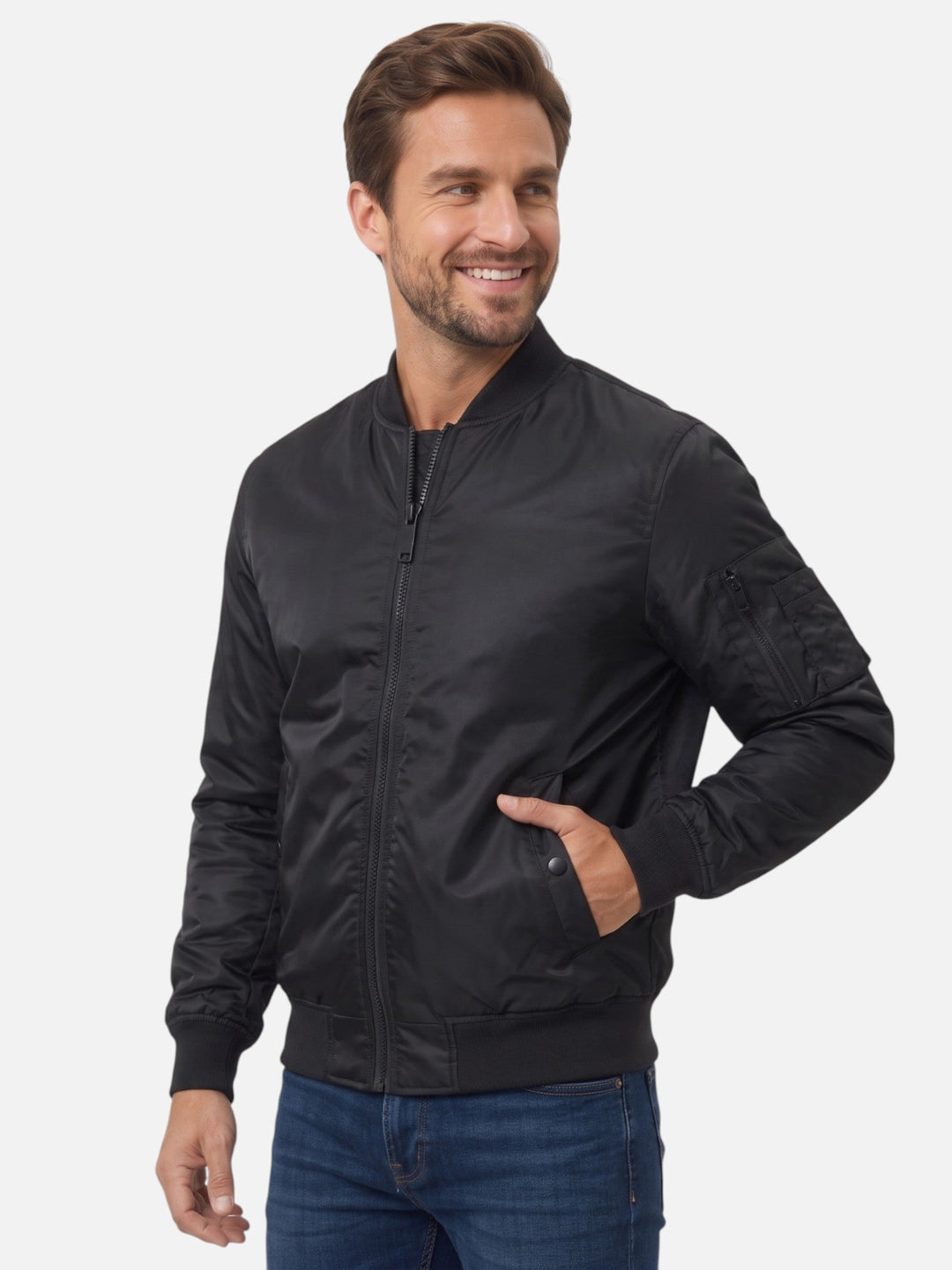 Men's Zip-Up Windbreaker Bomber Jacket