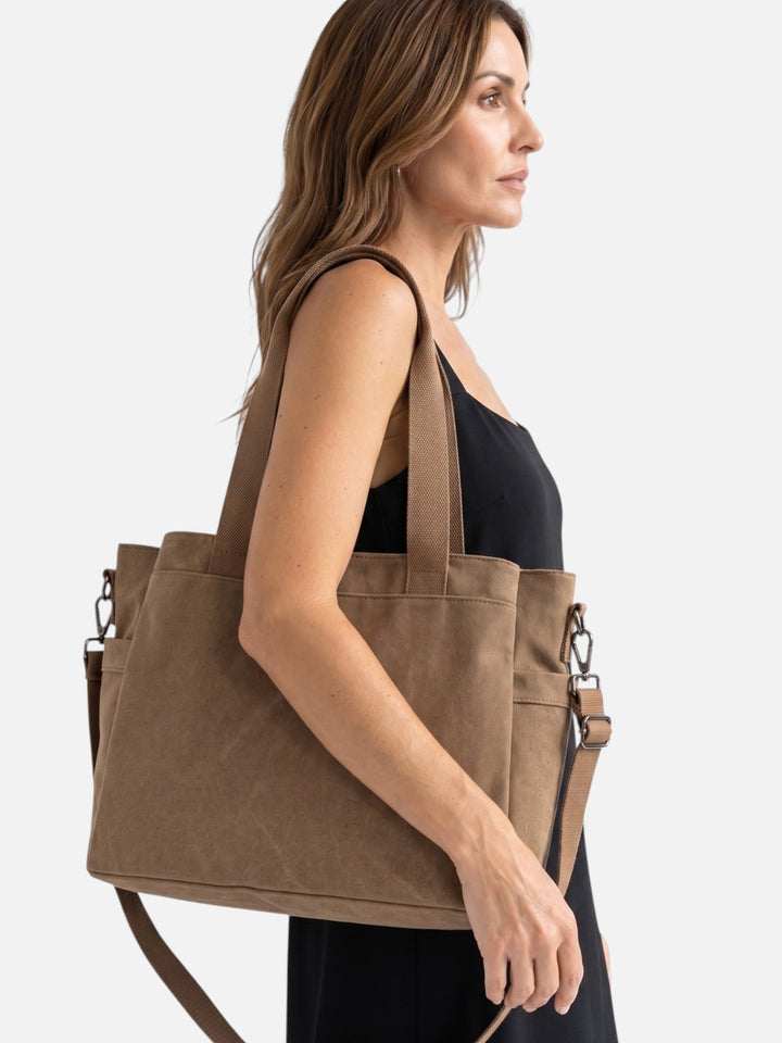 Women's Convertible Canvas Tote Bag with Crossbody Strap