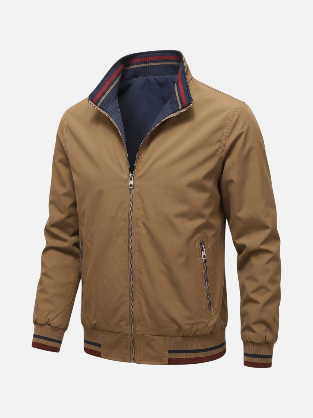 Men's Striped Zip-Up Harrington Jacket
