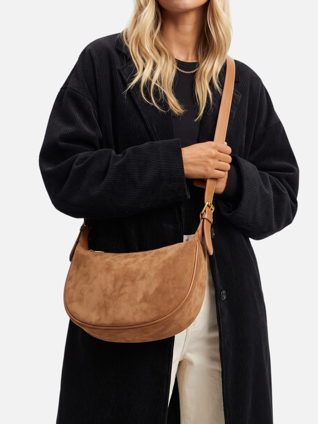 Women's Faux Suede Zip Hobo Bag
