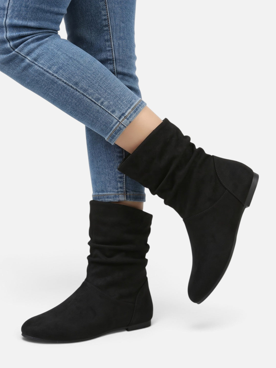 Women's Faux Suede Slouchy Mid-Calf Boots