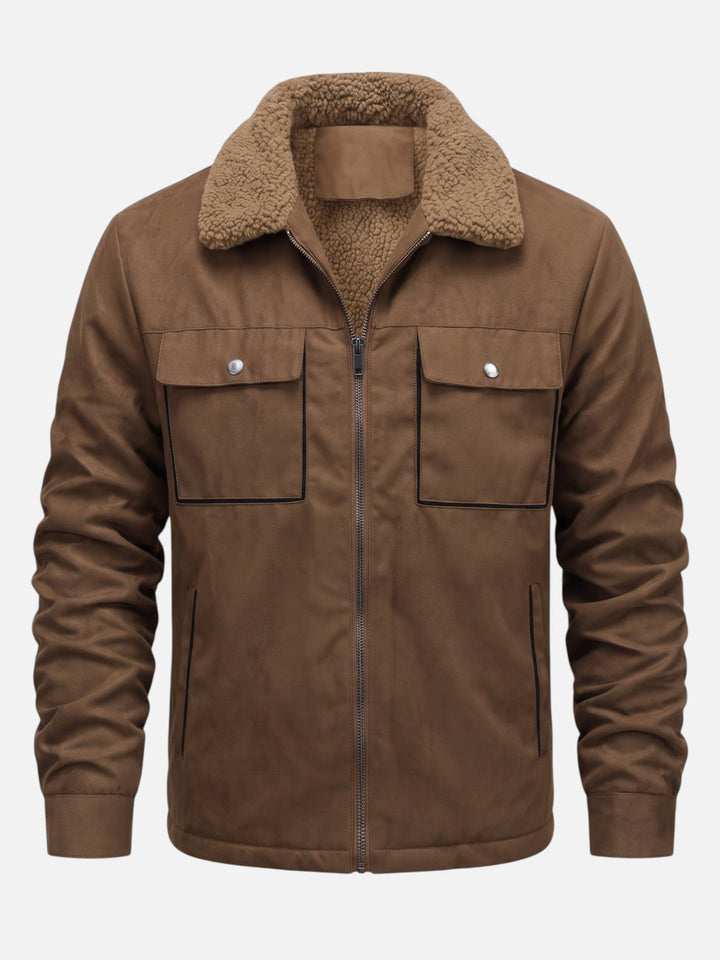 Men's Sherpa-Lined Suede-Effect Jacket