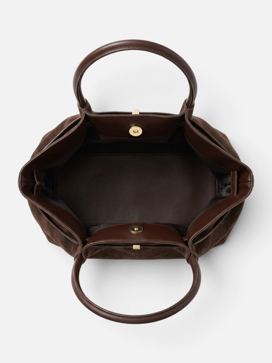 Women's Faux Suede Shoulder Tote with Belt Detail
