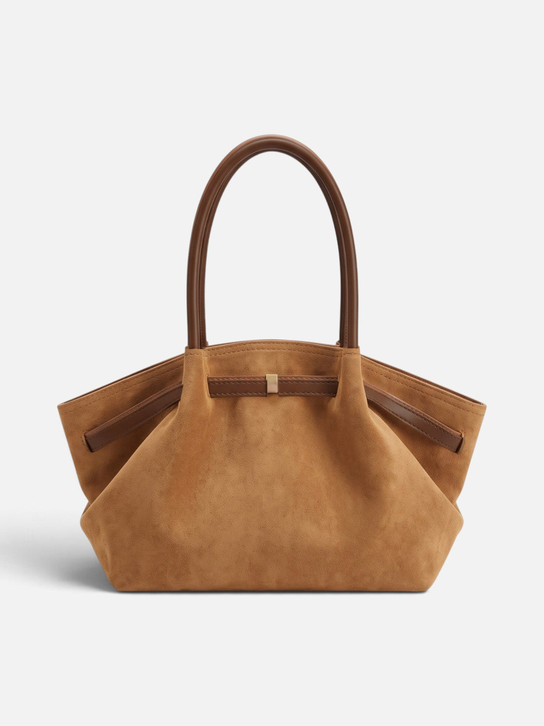 Women's Faux Suede Shoulder Tote with Belt Detail