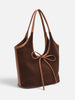 Women's Faux Suede Shoulder Bag with Bow Detail