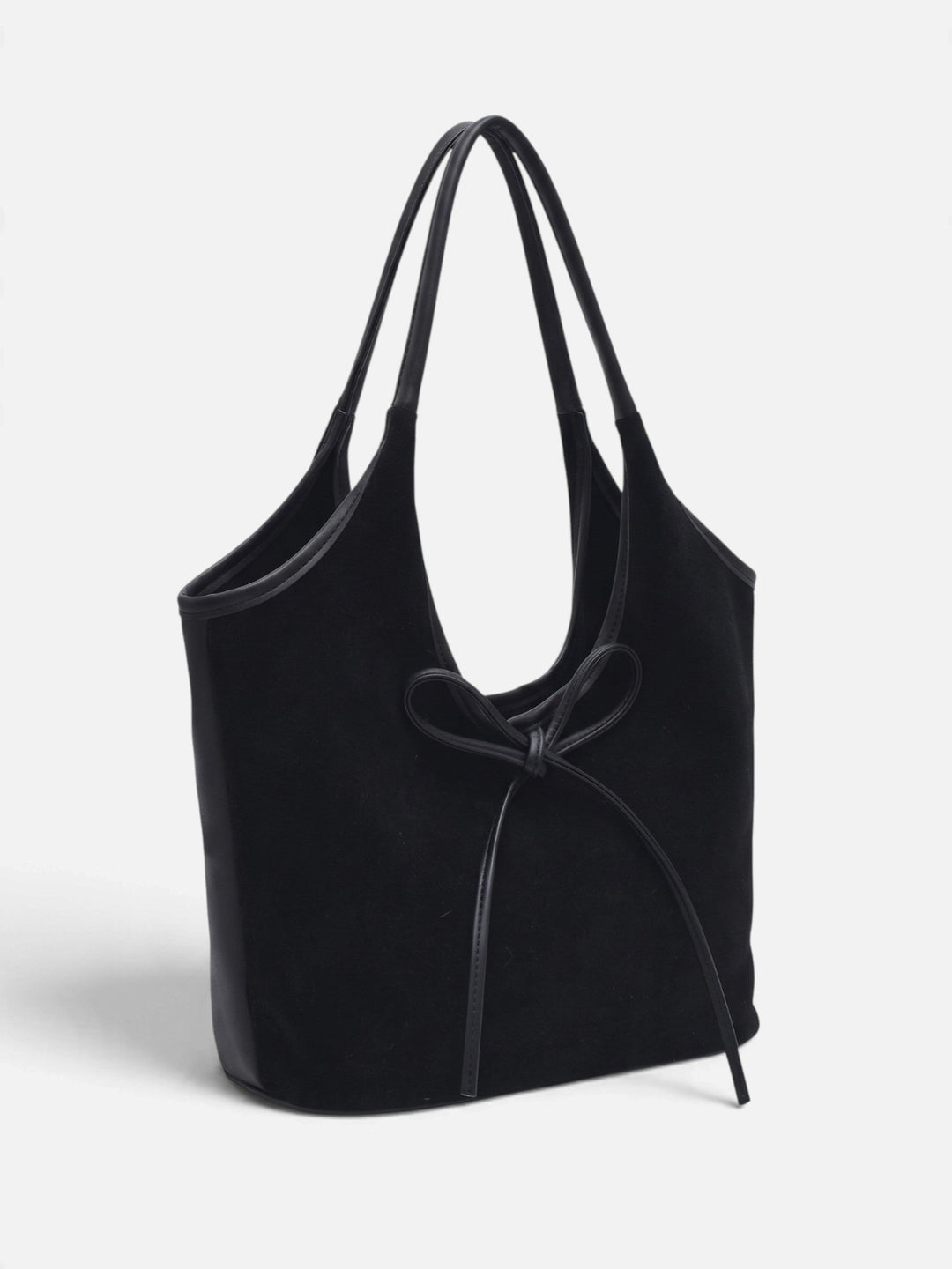 Women's Faux Suede Shoulder Bag with Bow Detail