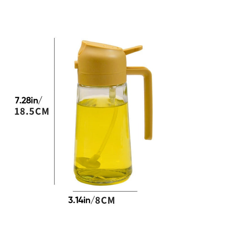 Olive Oil Dispenser Bottle with Glass Sprayer and Dual-Function Pour Spout