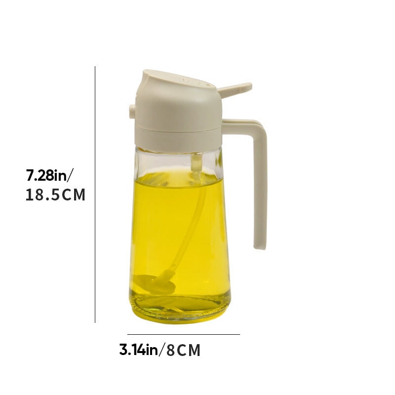 Olive Oil Dispenser Bottle with Glass Sprayer and Dual-Function Pour Spout