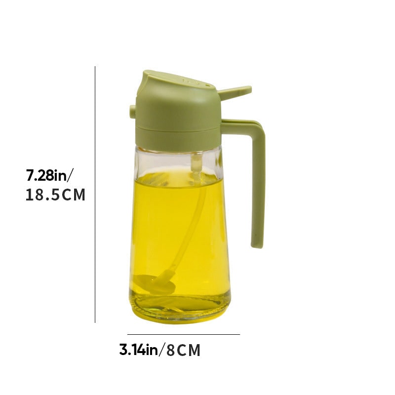 Olive Oil Dispenser Bottle with Glass Sprayer and Dual-Function Pour Spout