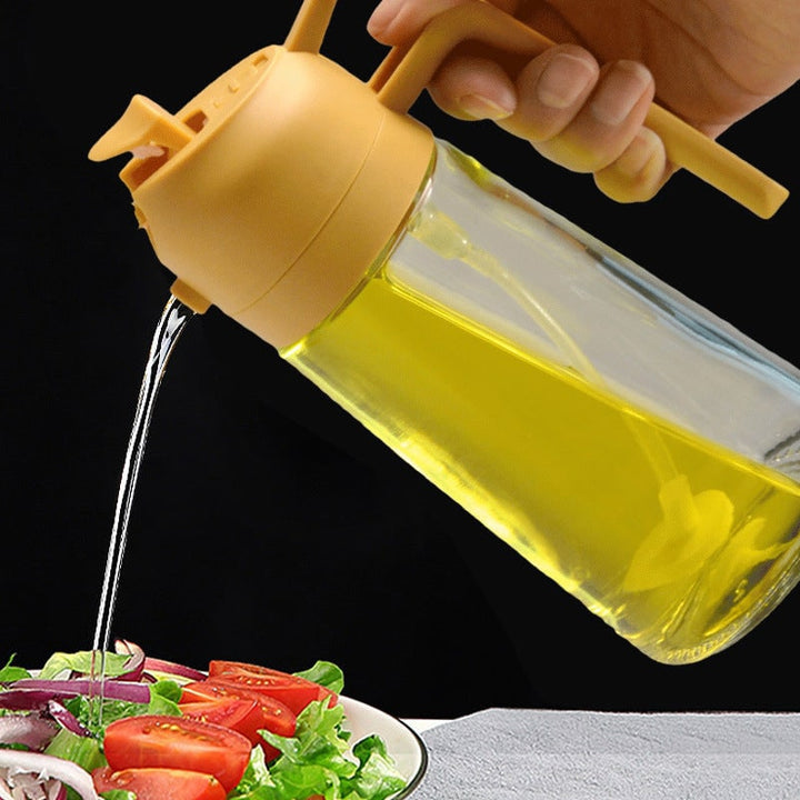 Olive Oil Dispenser Bottle with Glass Sprayer and Dual-Function Pour Spout