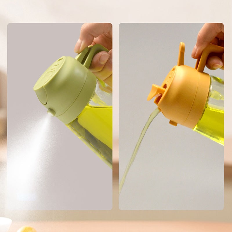 Olive Oil Dispenser Bottle with Glass Sprayer and Dual-Function Pour Spout