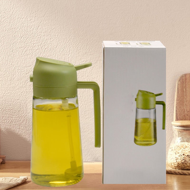 Olive Oil Dispenser Bottle with Glass Sprayer and Dual-Function Pour Spout