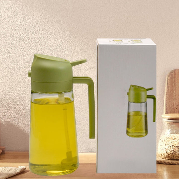 Olive Oil Dispenser Bottle with Glass Sprayer and Dual-Function Pour Spout