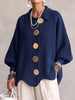 Oversized Collared Cardigan with Large Metal Buttons