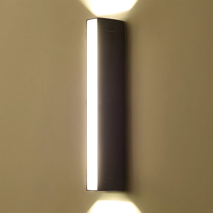 Outdoor Wall Sconce with Up and Down LED Lighting and Modern Architectural Design
