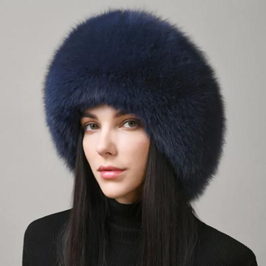 Faux‑Natural Fox Fur Winter Hat with Earmuffs