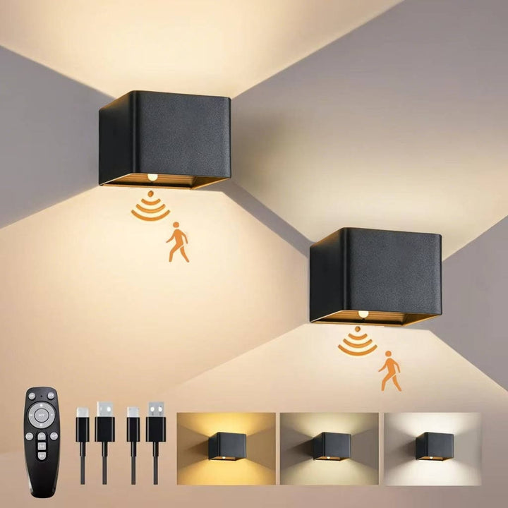 Rechargeable Wall Light Sconce with Motion Sensor Remote Control and Dimmable LED