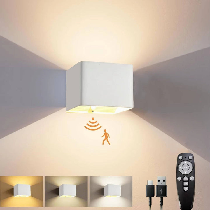 Rechargeable Wall Light Sconce with Motion Sensor Remote Control and Dimmable LED