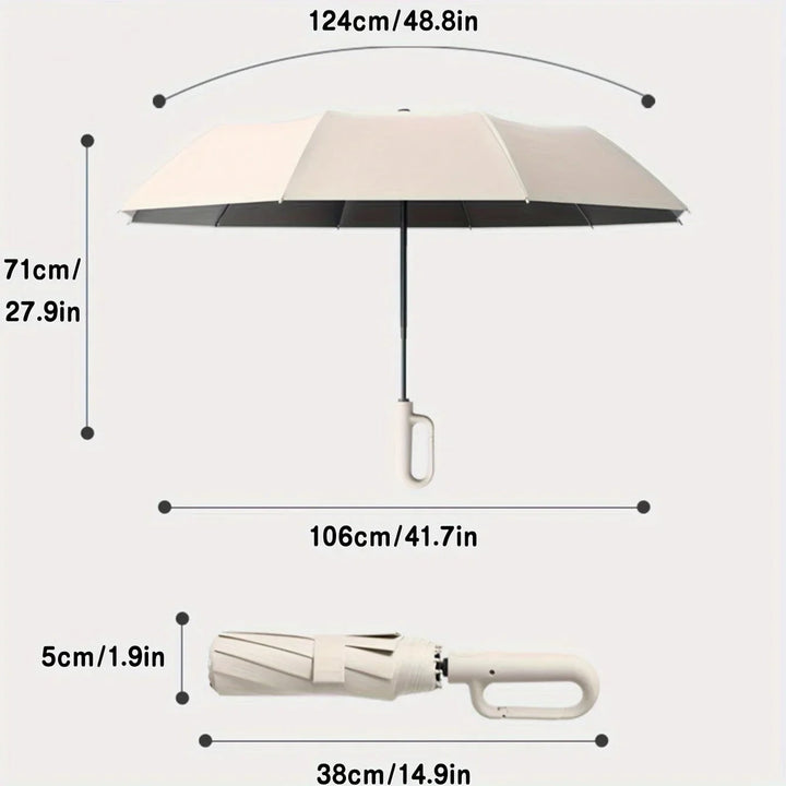 Repel Windproof Travel Umbrella with UV Blocker Compact Folding Design and Carabiner Clip