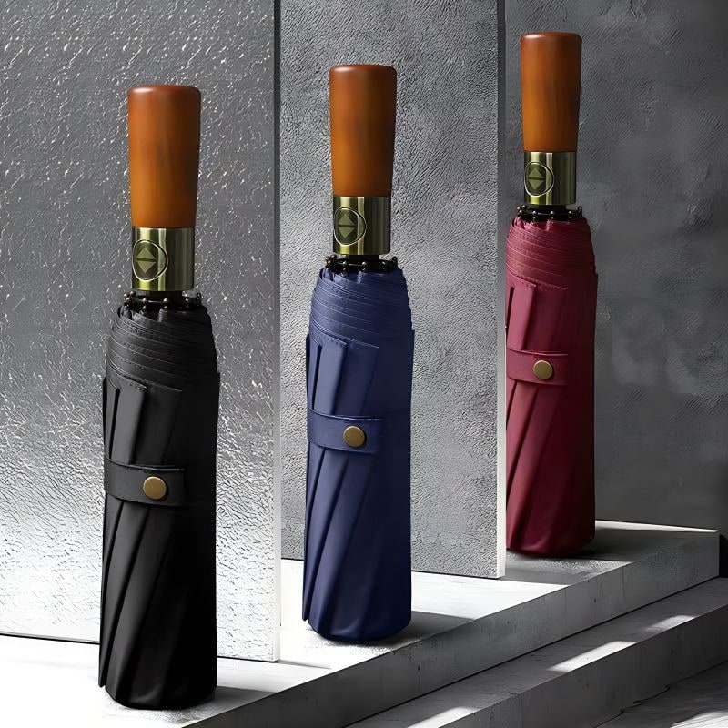 Repel Windproof Travel Umbrella with Wooden Handle and Automatic Folding