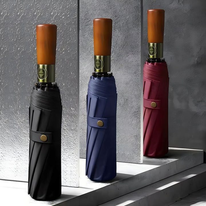 Repel Windproof Travel Umbrella with Wooden Handle and Automatic Folding