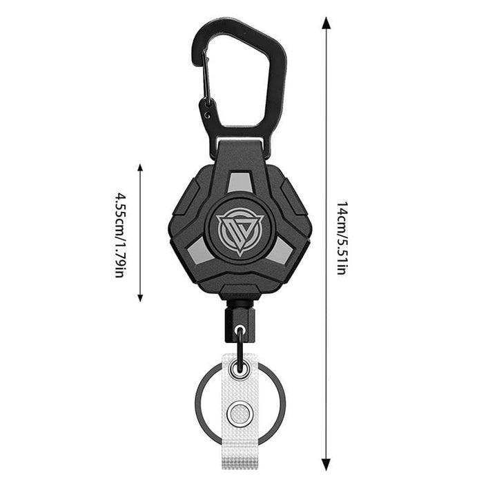 Retractable Key Chain with Carabiner and Heavy Duty Steel Wire Badge Holder Ring