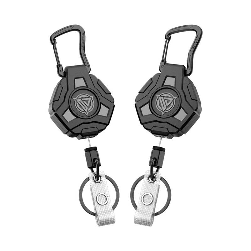 Retractable Key Chain with Carabiner and Heavy Duty Steel Wire Badge Holder Ring