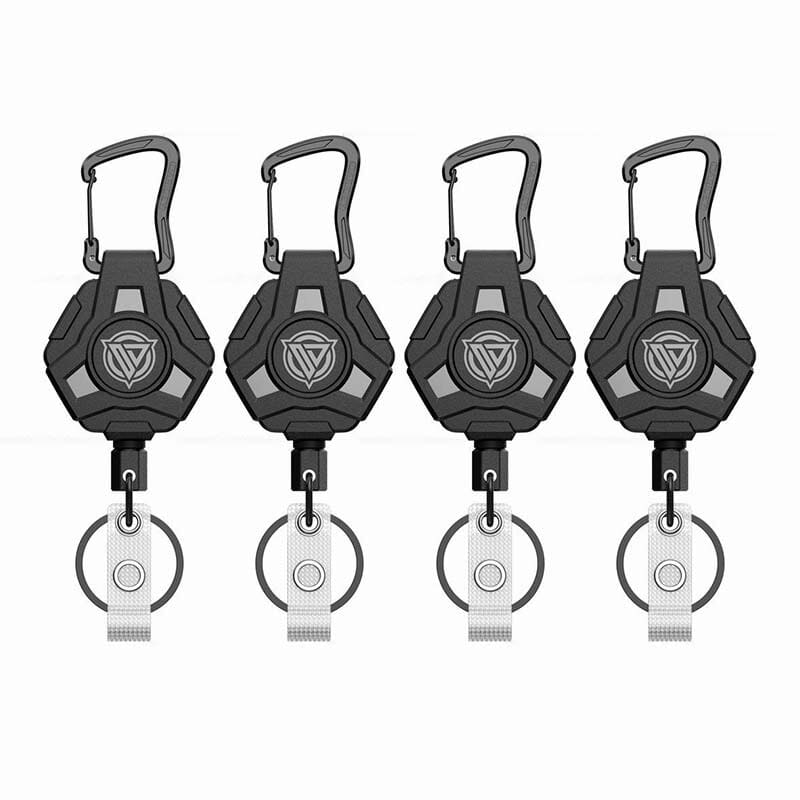 Retractable Key Chain with Carabiner and Heavy Duty Steel Wire Badge Holder Ring