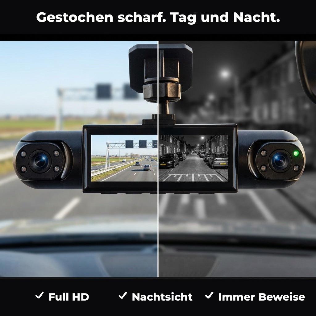 4-channel dash cam with night vision, GPS and 360° coverage